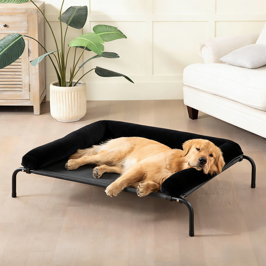 Large Dog Cooling Cot, Chew Proof & Portable with Waterproof Bolster